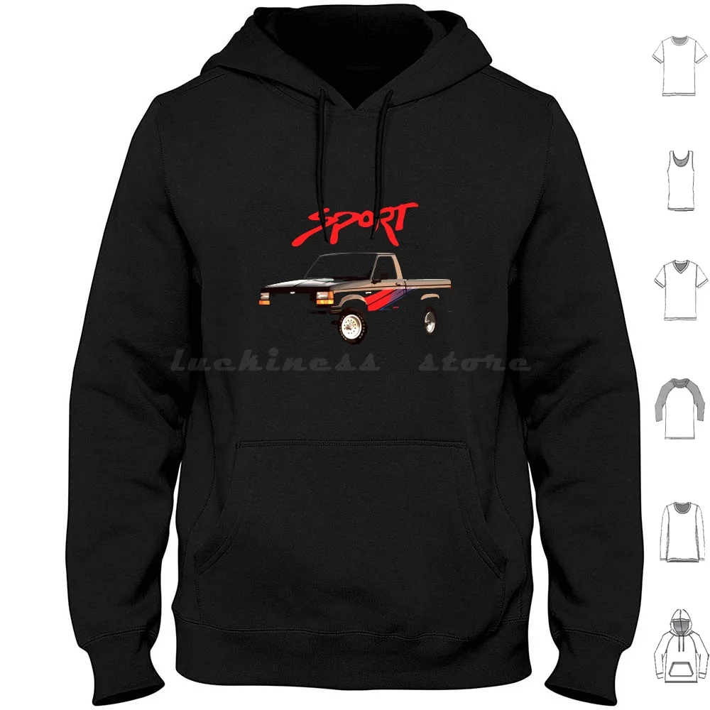 

1992 Ranger Sport Hoodies Long Sleeve Truck Ranger Vintage Pickup Classic Truck Black Pickup Retro Ranger Sport