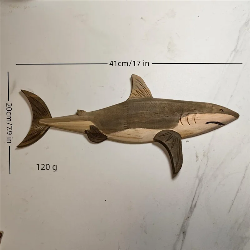 Efficient Wooden Sea Fish Decor Statue Whale Figurine Sculpture Ornament Rustic Decoration Wall Hanging Decoration,B Easy To Use