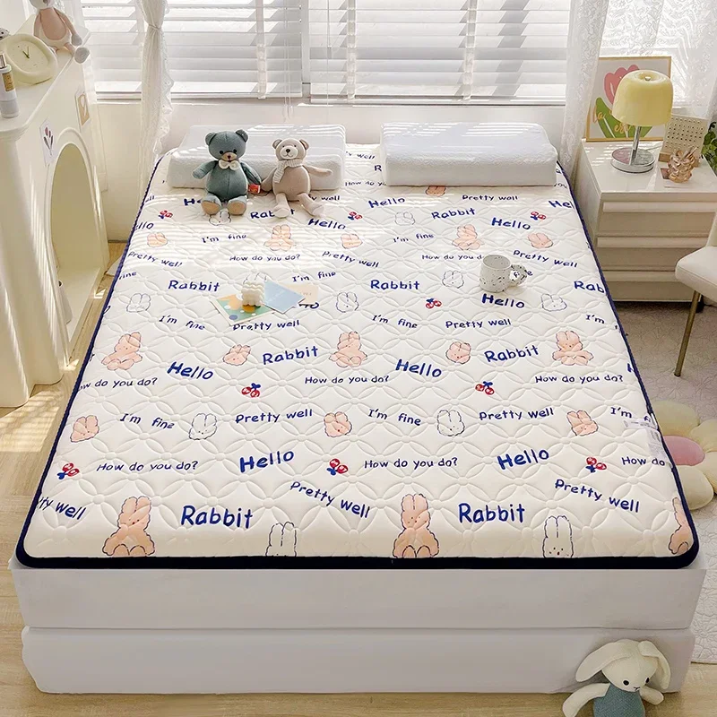 Mattress soft cushion,cartoon folding cool winter and summer dual-purpose tatami rice latex mattress, single student dormitory