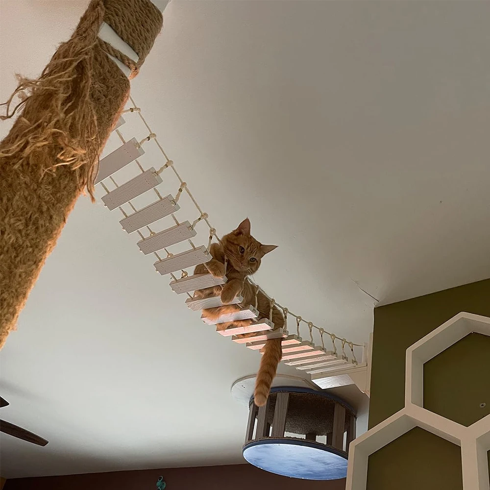 100CM Cat Suspension Bridge Can Be Multi-cat Activities, Play And Sleep Sisal Ladder Pets Can Climb Freely Indoor Cat Furniture