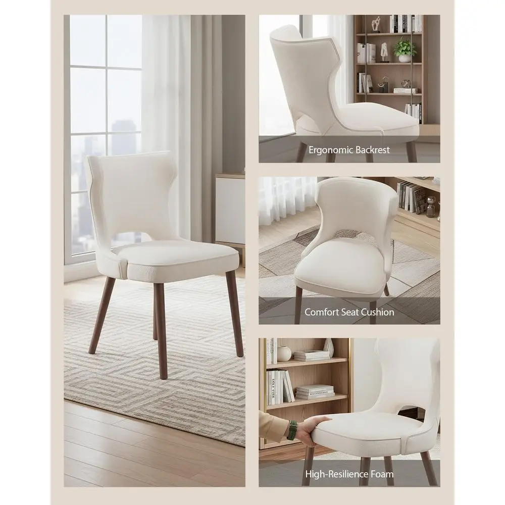 مجموعة من 4 كراسي خشبية لتناول الطعام في المزرعة، وكراسي مطبخ منجدة حديثة للمطاعم والمقهى، باللون البيج #5