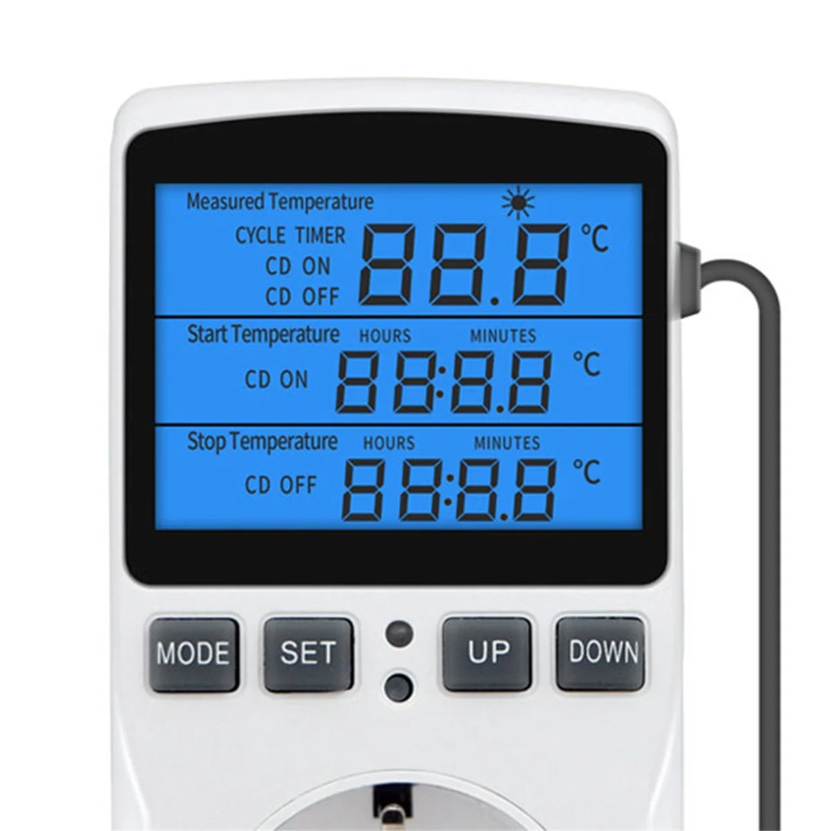 Controlador de temperatura Digital óptico, enchufe de termostato de refrigeración de calefacción con Sensor para incubadora de reptiles, enchufe de la UE