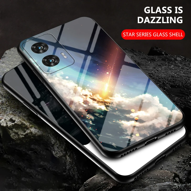 

Auroras For Moto G96 G56 G86 Power Case Starry Sky Tempered Glass Panel Back Cover For Moto G56 G96 G86 Power Shell