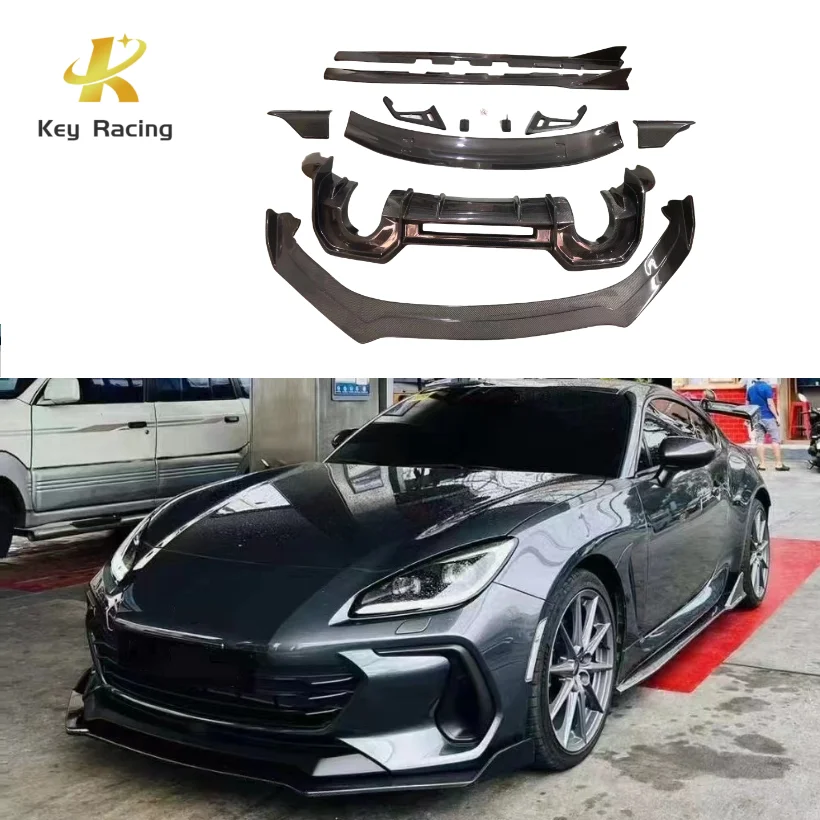 

GR86 BRZ Углеродное волокно AD Стиль Bodykit Передняя губа Задний бампер Диффузор Боковые юбки Задний спойлер для Toyota GR86 Subaru BRZ