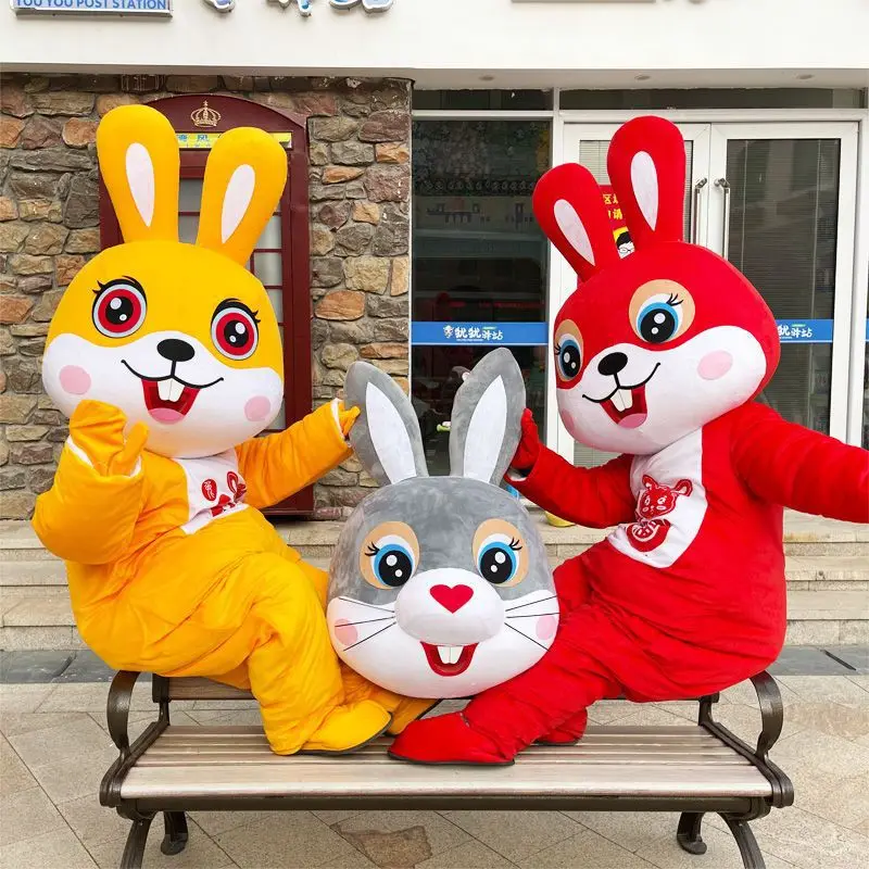 Rabbit Cartoon Doll Clothing Adult Activity Propaganda Props Clothing New Year Rabbit Clothing Mascot Inflatable Doll Clothing