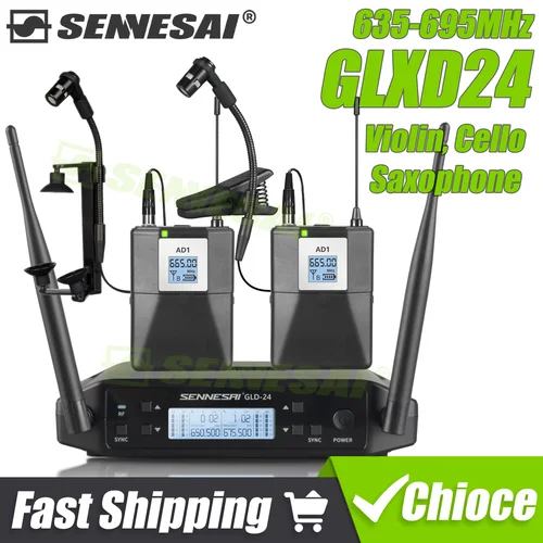 ¡Calidad superior! GLXD24 AD1 instrumentos inalámbricos profesionales saxofón micrófono violín, violonchelo de doble canal, micrófono de percusión de latón