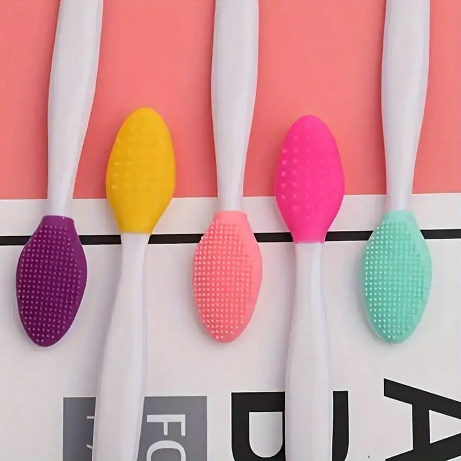 1pc 2-In-1 Silicone Nose Cleansing Brush Double Sided Blackhead Removal Lip Scrub Brush Soft Exfoliating Facial Cleansing Brush Formaldehyde Free Skincare Tool Travel Essential Assorted Colors