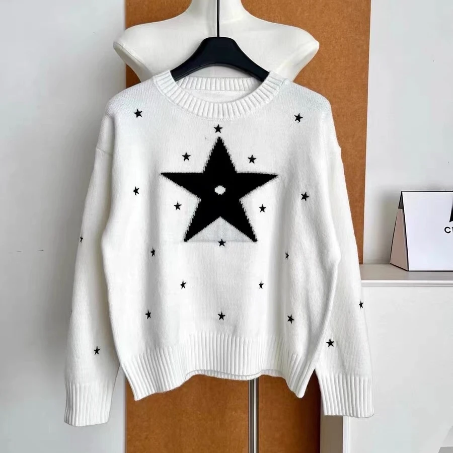 Luxury Brand Design 2024 Autumn Winter Knit Long Sleeve Pullover Sweater For Women knitwear Pull Top Outerwears Y2k Clothing