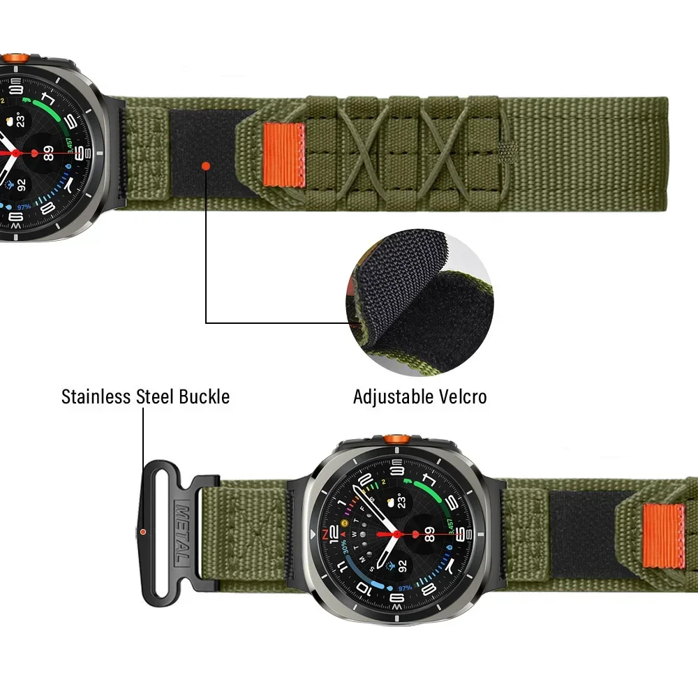 No Gaps Nylon Strap para Samsung Galaxy Watch, Pulseira, Pulseira Esportiva, Ajuste Rápido, 7 Ultra, 47mm