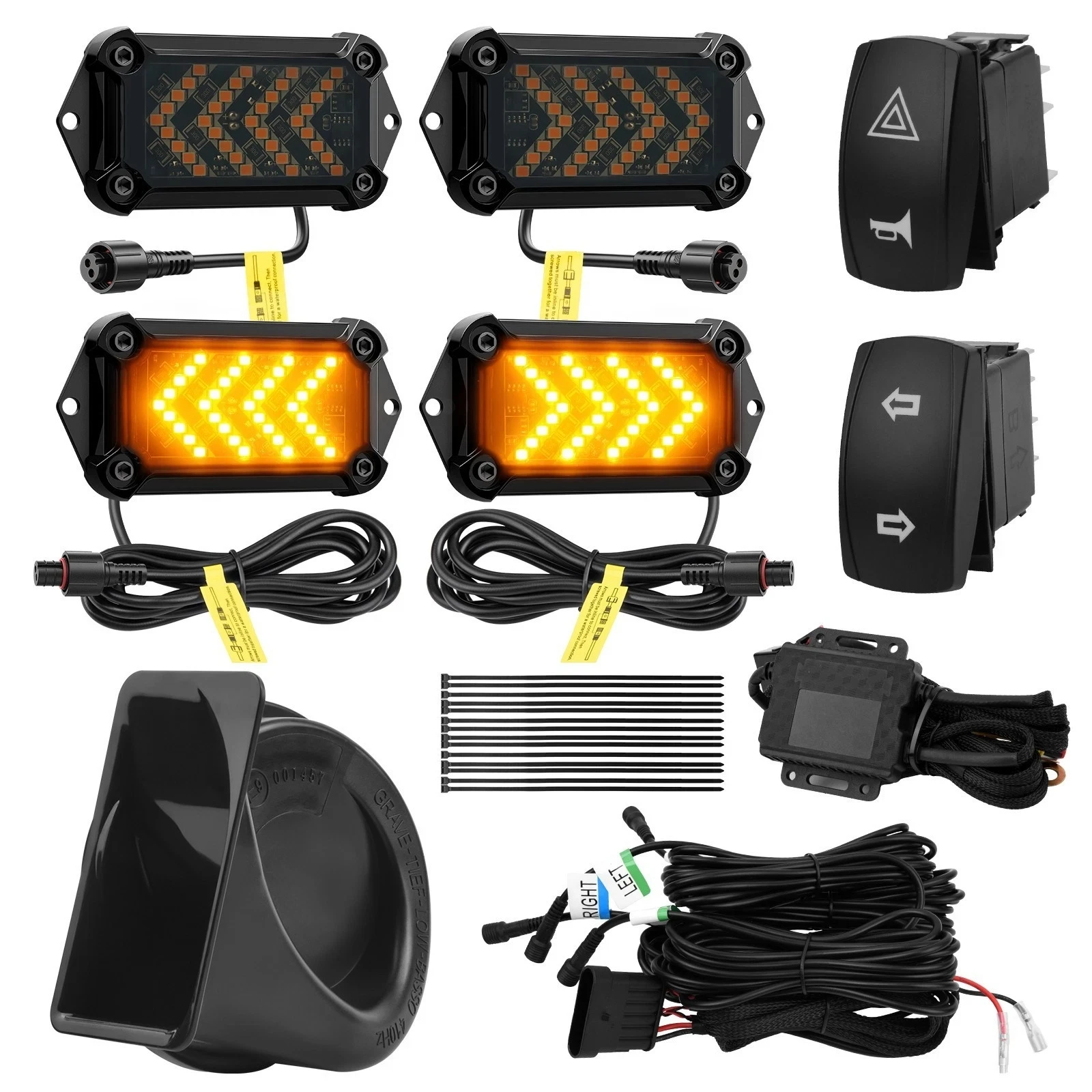 For Polaris RZR XP 1000 UTV Turn Signal Horn Street Legal Kit ATV Turn Signal Light Kit Rock Switch Arrow-Flow Blinker Pre-Wire