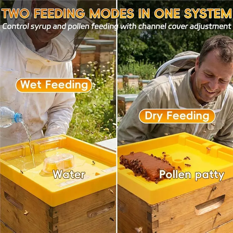 B14C Hive Top Feeder 6 Channels, For Langstroth 10 Frame Bee For Beekeeping Honey Bee Dry And Wet Feeding