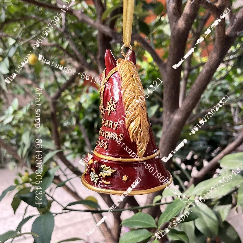 

Horse Bell Ornaments Red Handmade Horse Bell Resin Pendant Decoration