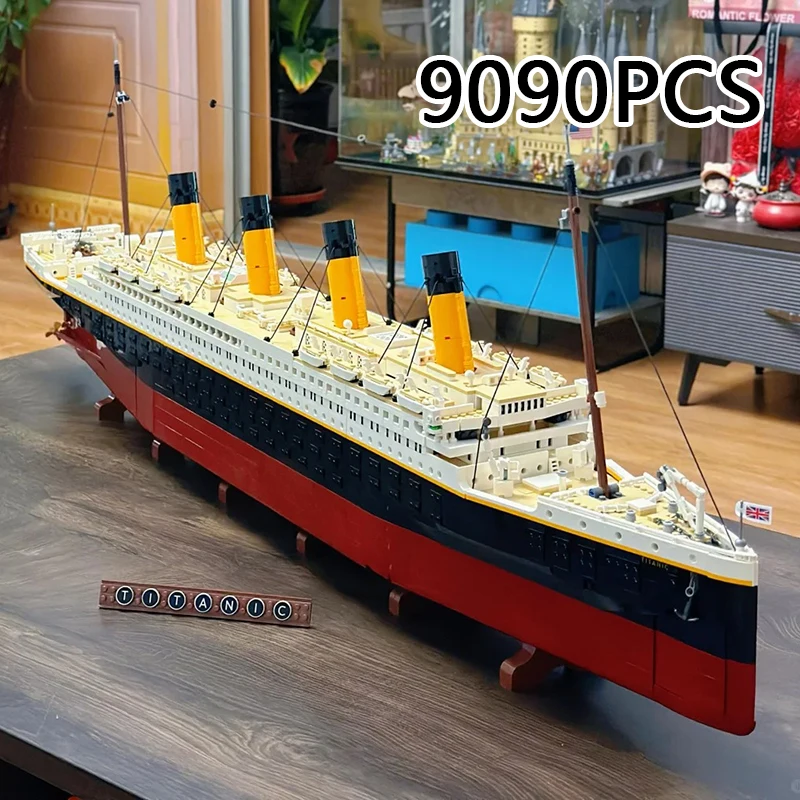 GSF 10249 Titanic Bausteine Display Große Modell Ziegel Kreuzfahrt Boot Dampfschiff Kit Erwachsene Kinder Spielzeug Weihnachten Geschenke Set 9090 stücke