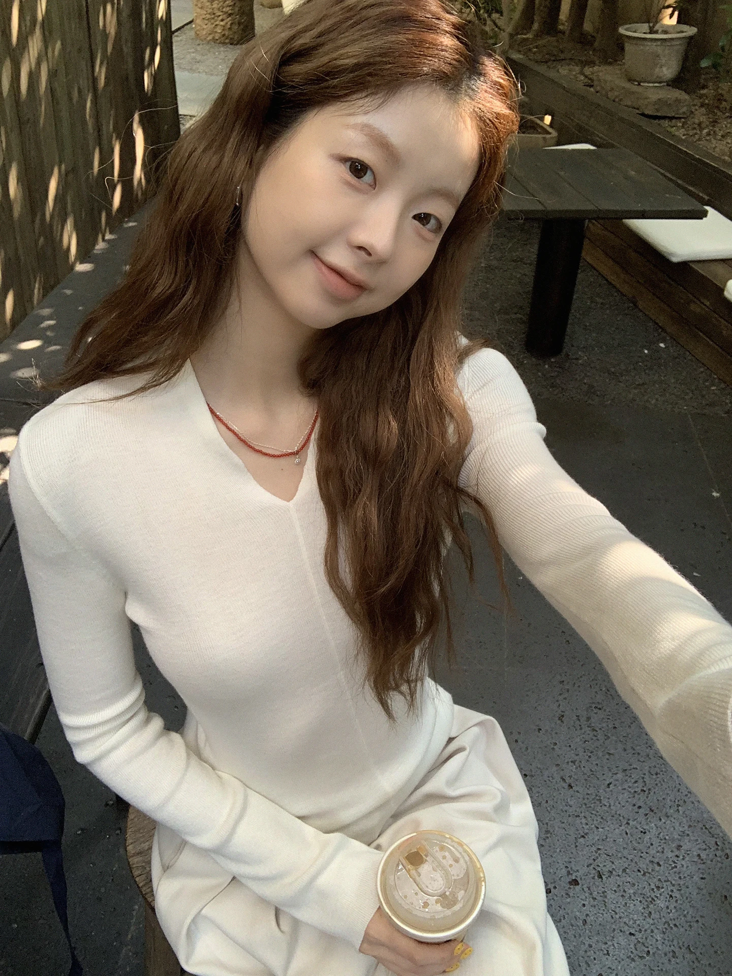 

Белый вязаный свитер женский, прямого кроя, с V-образным вырезом, с длинными рукавами, для повседневной носки, в стиле Ele Look G Sle Commute Fashion