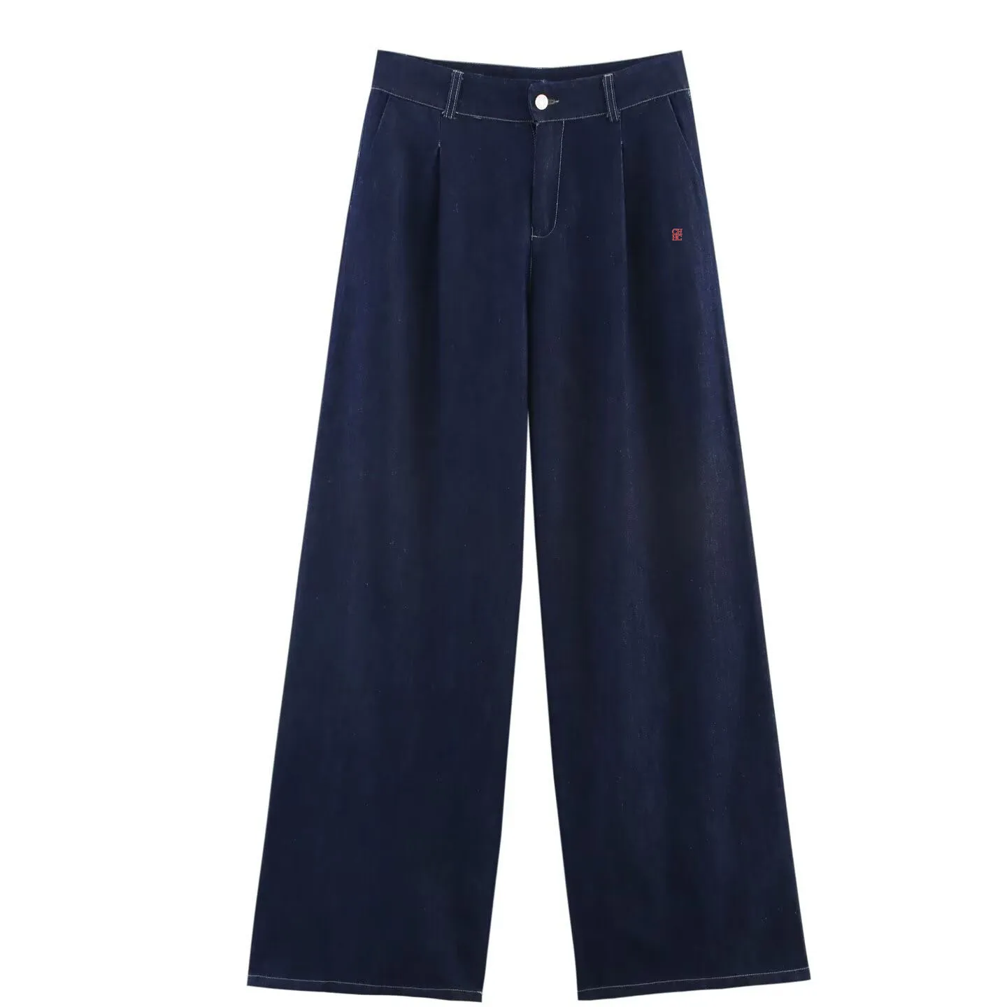 CH Damen Denim Zweiteiler Set: Oversized Knopfhemd und Weite Jeans, Lässiges Streetwear-Outfit für Frühling und Herbst – Detail 6