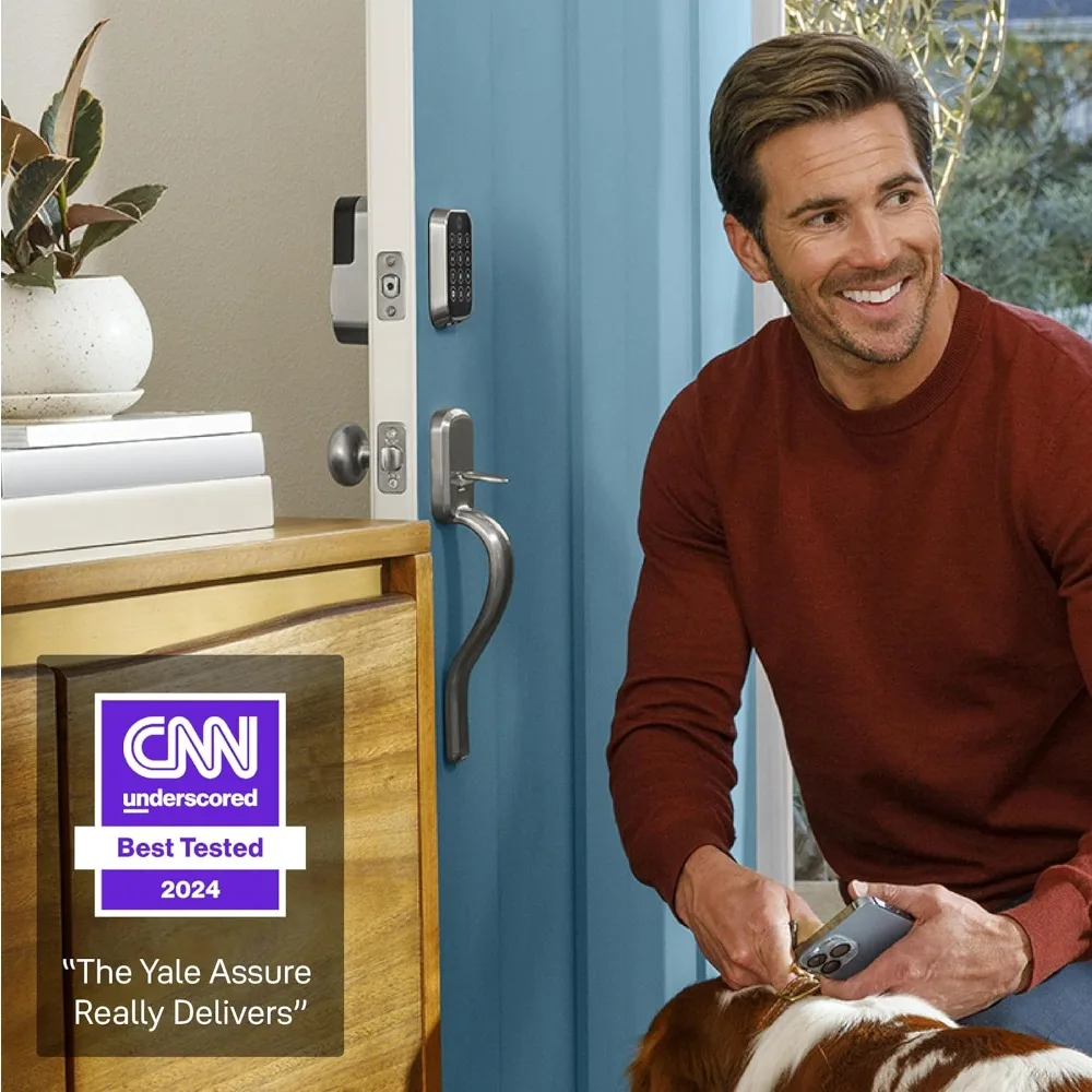 Assure Lock 2 Touch Deadbolt, Satin Nickel Smart Entry Door Lock with Z-Wave (ZW3) Connected Touch Keypad and Fingerprint Scann