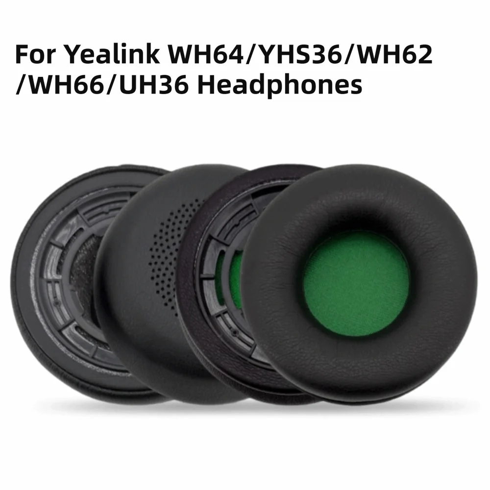Almohadillas de Repuesto de Espuma Viscoelástica Transpirables con Anillo de Montaje de Plástico para Auriculares Yealink WH64 YHS36 WH62 WH66 UH36