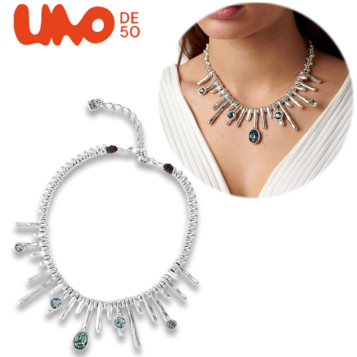 

UNODE50 necklace Classic Blue Starry Sky Series Crystal Necklace Luxury Spanish Trendy Brand