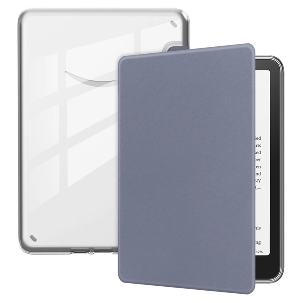 

For Amazon Kindle 6" (2024) / (2022) Case Anti Drop PU Leather + TPU + Acrylic Clear Protective Cover - Purple