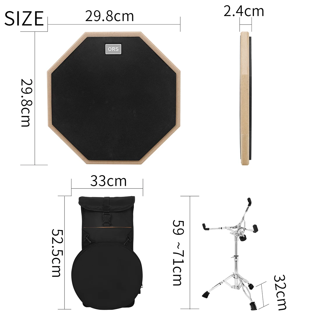 Mute Drum Bracket Dumb Set 8 Inches Pad with Adjustable Bracket Drum Sticks Dumb Drum Backpack Percussion Parts & Accessories