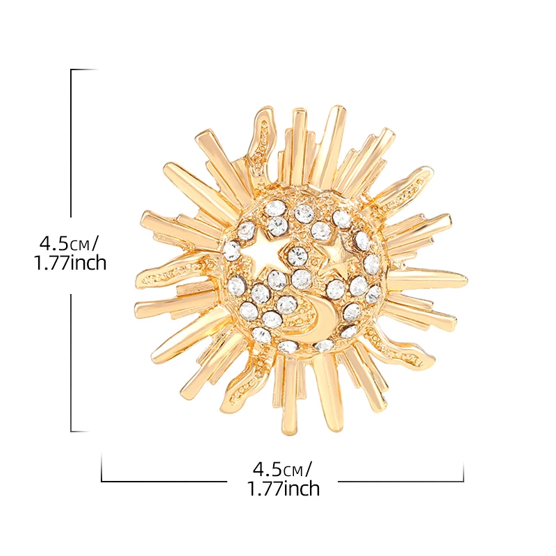 Брошь из сплава с солнечным цветком, легкий роскошный значок в стиле панк, унисекс, значки для костюма со стразами, универсальный блестящий корсаж, аксессуары для одежды, подарки