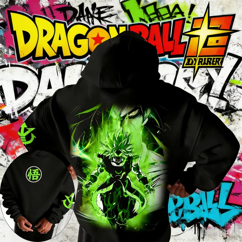 

2026 New Autumn/winter Dragon Ball 40th Anniversary Broly 100% Cotton Anime Hoodie Extra Size Casual Streetwear Unisex Y2k