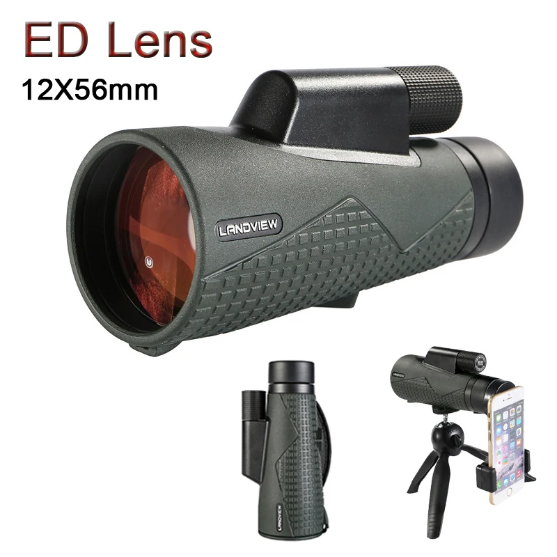 

12x56 ED Monocular Telescope High Powered for Adults with Smartphone Adapter Clear Low Light Vision for Star Watching Bird Watch
