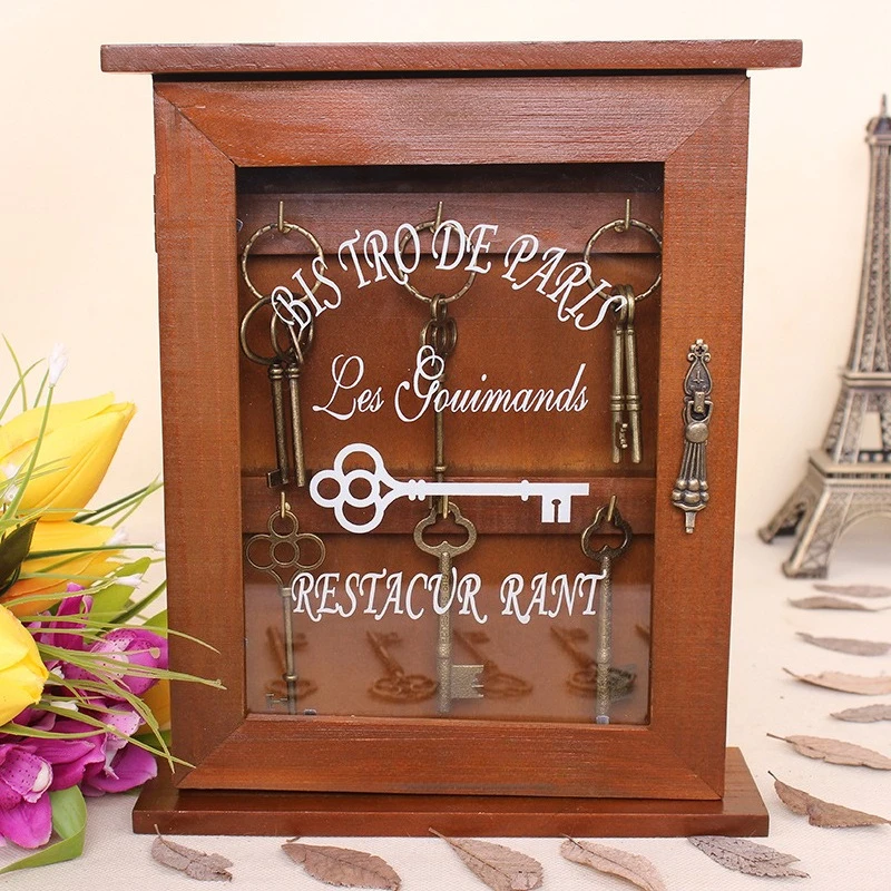 Solid Wood Key Storage Box Wall Hanging Doorway Living Room Creati ve Home Finishing Decoration Entrance Key Storage Key Box
