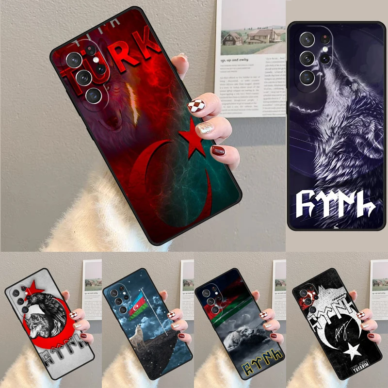 Turkish language bozkurt gray wolf phone case Cover For Samsung Galaxy S24 Ultra S21 S22 S8 S9 S10E Note 10 Plus Note 20 FE S23