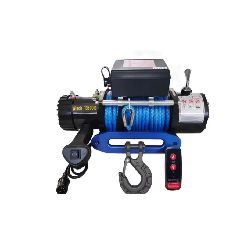 12V/24V Waterproof NM-13500 Electric Winch 13500 lb Capacity 24M Lifting Height Synthetic Rope Auto/ATV/UTV Cranes