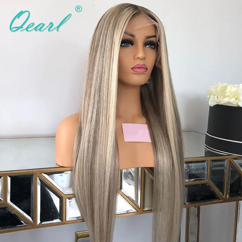 Light Ashy Blonde Highlights Human Hair Wigs 200% Thick 2x4 Cheap U Part Wig for Women Bone Straight Wigs Virgin Hair  Qearl