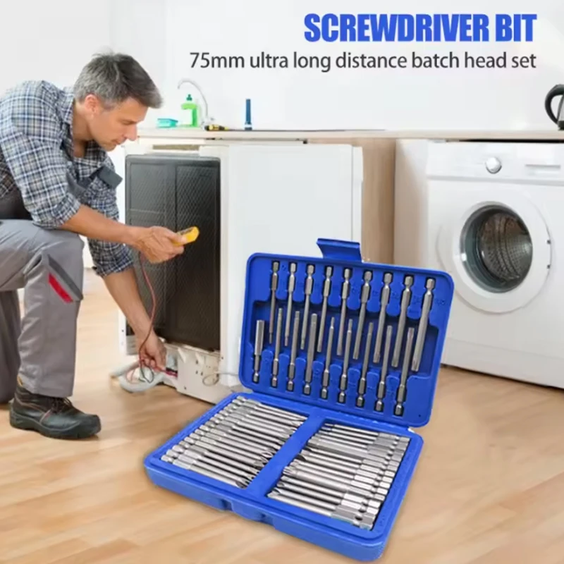 

50pcs screwdriver head set, safety screwdriver position Torx Star hexagonal position 50 75mm extralong reach socket group