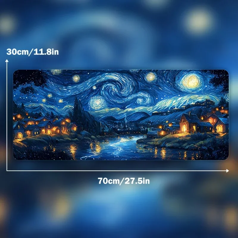 Large Starry Night Mouse Pad 900x400x3MM Gaming Mouse mat Non-Slip Rubber Base Artistic Desk Mat for Gamers and office work