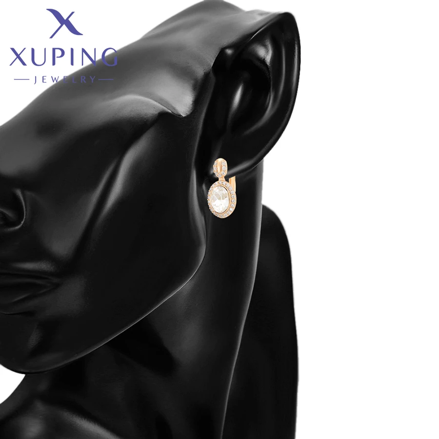 Xuping Jewelry New Arrival Fashion Women Crytsal Hoop Earring of Gold Color Birthday Gift X000602300