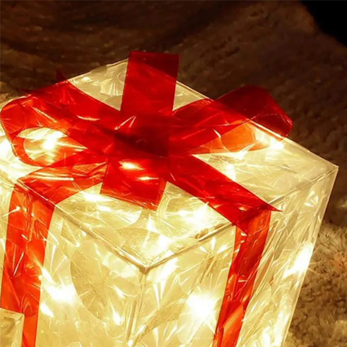 ABRE-3X Christmas Glowing Gifts Box Decoration Ornament With Bow Lighting Box Outdoor Light Lighting Xmas 2024 A