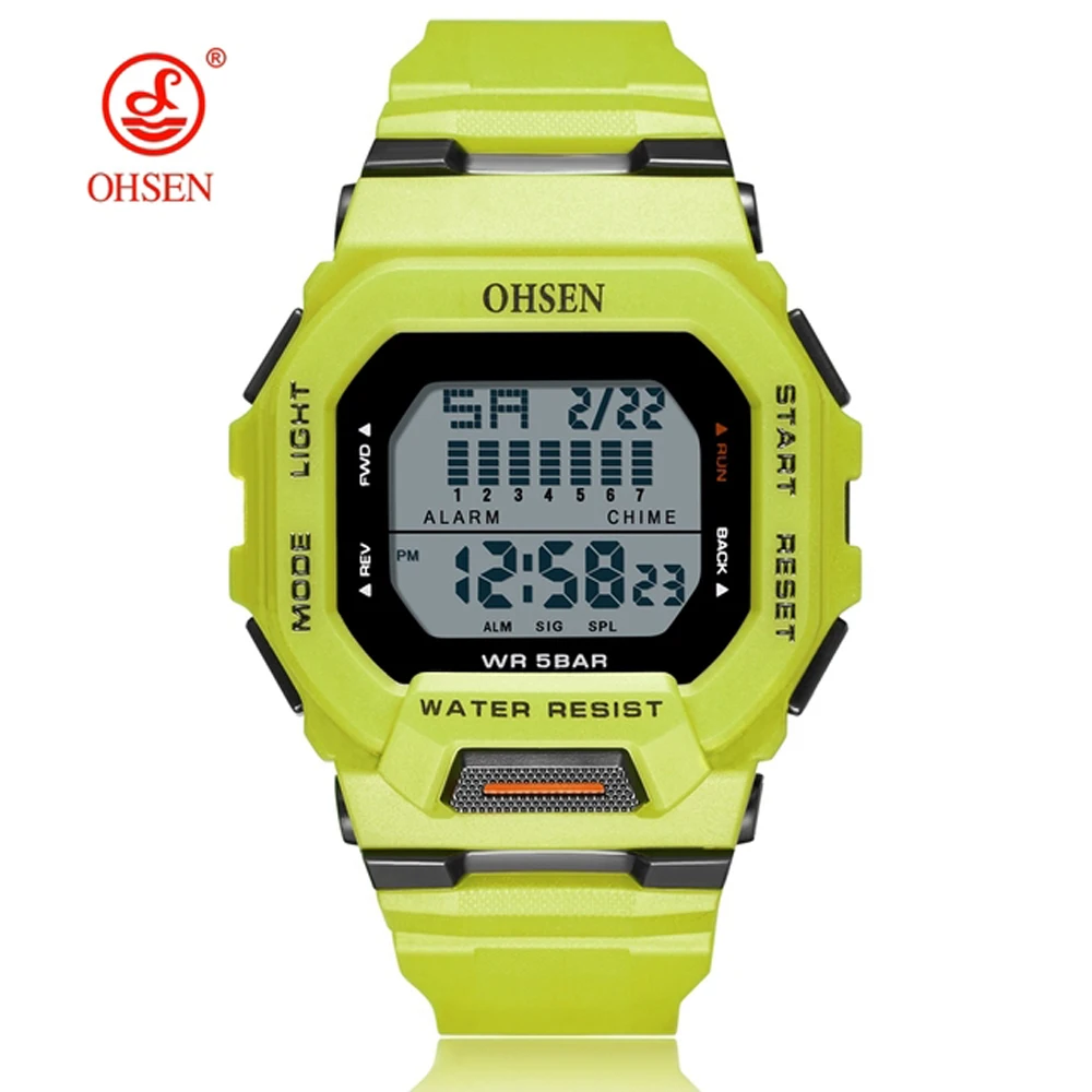 OHSEN-reloj deportivo Digital para hombre y mujer, pulsera multifuncional resistente al agua hasta 5atm, a la moda