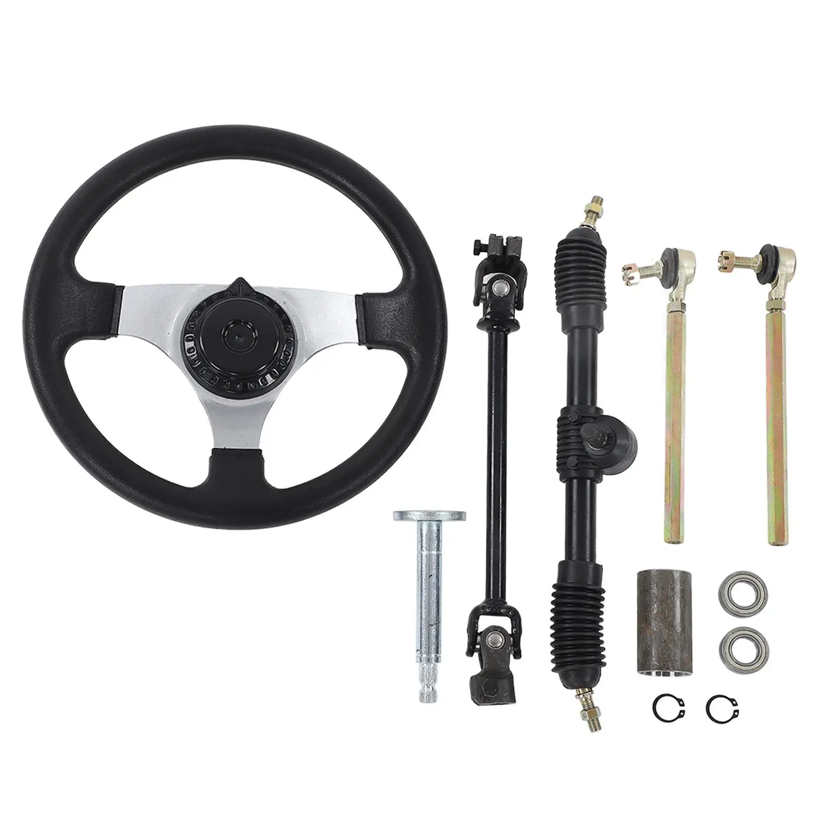 

for go kart Steering Wheel Assembly Set Adjustable 300mm/11.8in Diameter for 15 cc -25 cc Engines Tie Rod Rack Shaft Set