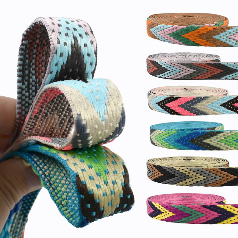 5/10/20M 22mm Polyester Jacquard Webbing Bag Strap Clothes Belt Decor Ribbon Band Pet Collar Bias Binding Sewing Accessories