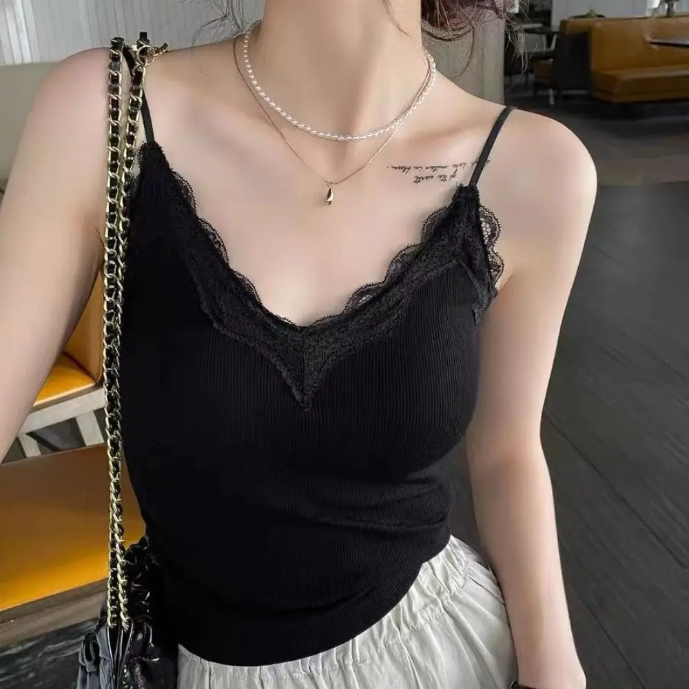 New Women Warm Tank Top Casual Sexy Lace Thermal Sleeveless Top Solid Color Winter Thin Velvet T-shirt