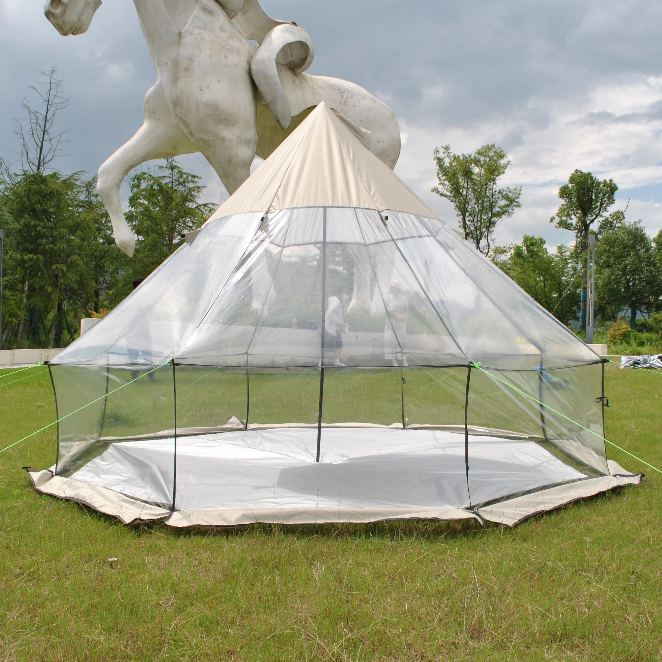 

Waterproof PVC Bell Tent with Sturdy Center And Door Pole Mongolian Yurt for 6 Person Camping Spacious manual construction