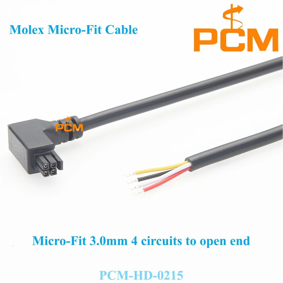 Micro-Fit 3.0 4 Circuits Right Angled Molex Female Connector to Open End Wire Leads Dual Row Power Signal Cable Assembly