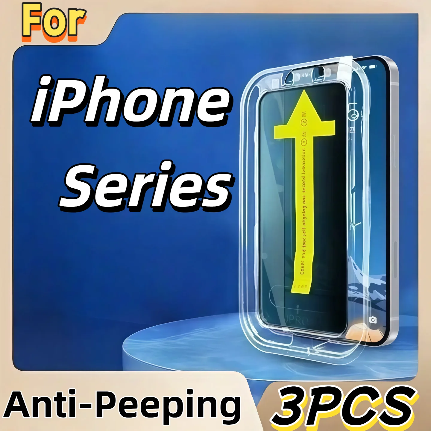 فيلم زجاجي مقسى مضاد للتجسس لهاتف أبل آيفون 16 برو ماكس 15 14 13 12 11 XS XR Plus 5G 3 قطعة واقي شاشة معزز