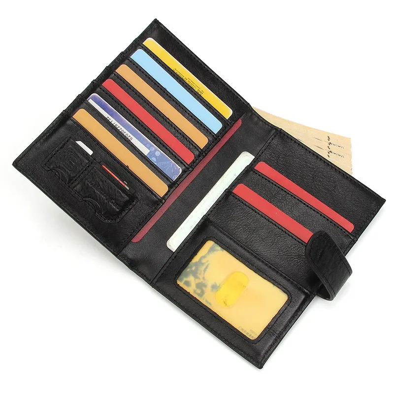 Men Women Genuine Leather RFID Blocking Passport Wallet Multi‑Slot ID Card Holder Travel Document Pouch Passport Organizer Bag
