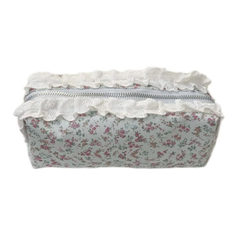 H37F Floral Lace Detailing Fabric holders Multi Functional Storage Lightweight Everyday Essential