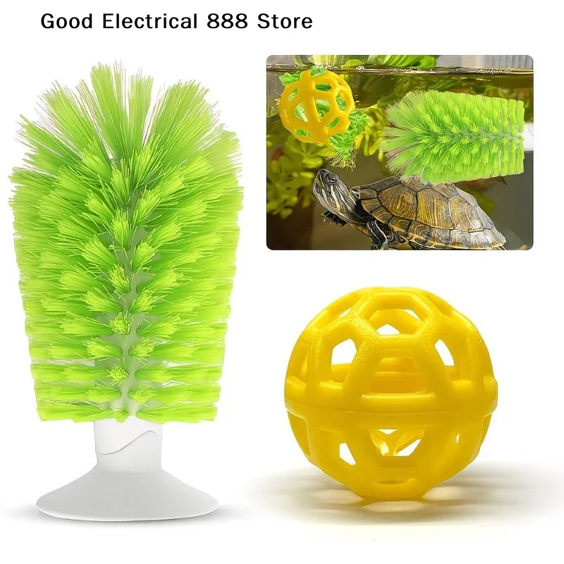**Sucker Turtle Brush Scrubber Turtle Shell Cleaning Brush Turtle Tank Decorations Turtle Feeding Ball Turtle Aquarium Ornaments