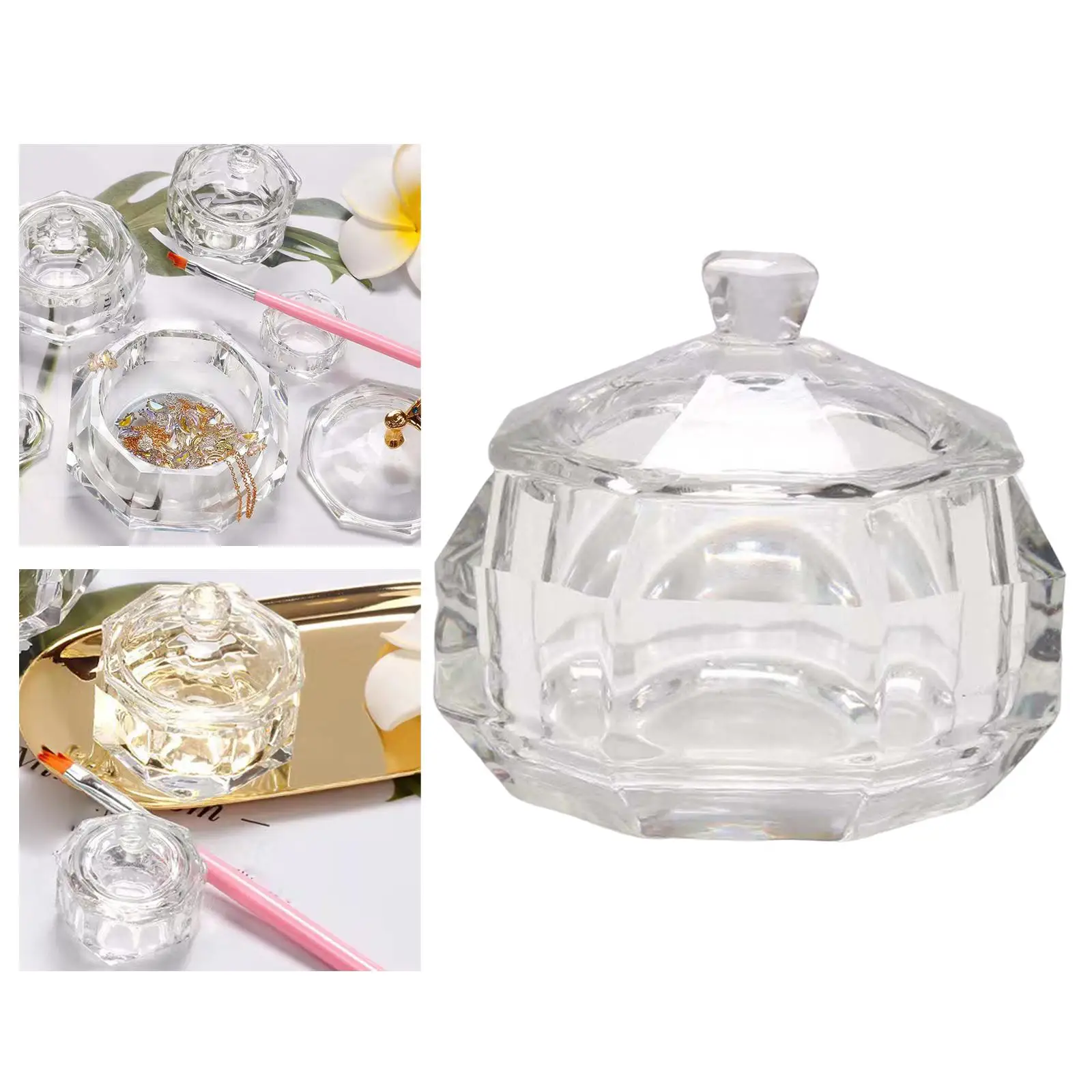 Verre cristal acrylique pour nail art, plat Dappen, tasse, support de bol pour liquide