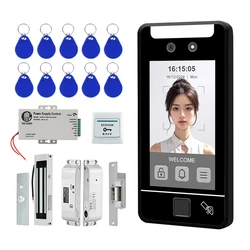 5-inch dynamic face recognition access control system employee attendance fingerprint punch card electromagnetic smart lock RFID