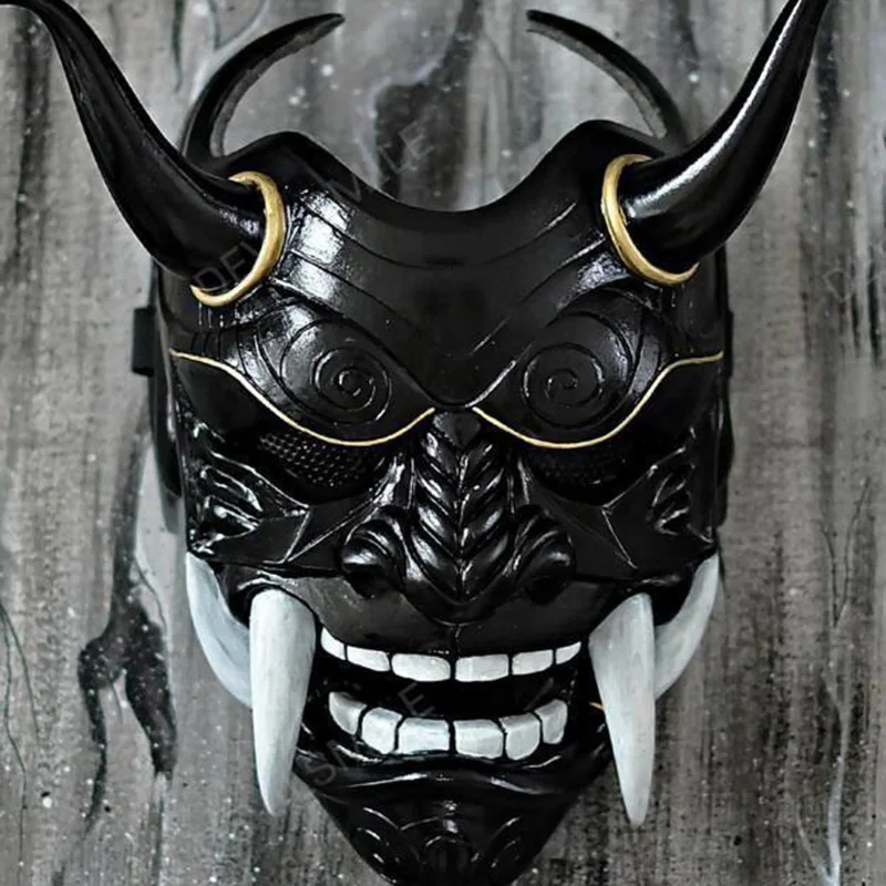 Hannya Dämonenmaske Japanischer Oni Samurai Noh Kabuki Roter Prajna Latexmasken Erwachsene Unisex Halloween Cosplay Requisiten – Detail 5