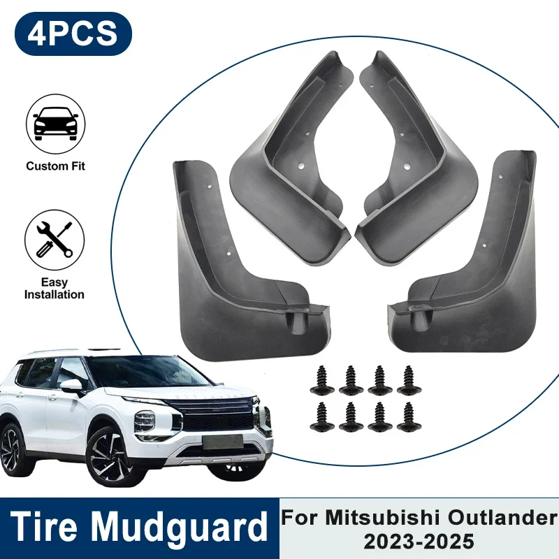 

4PCS Car Mud Flaps For Mitsubishi Outlander 2023-2025 Waterproof Anti-Splash Mudguards Fender Trim Auto Exterior Accessories
