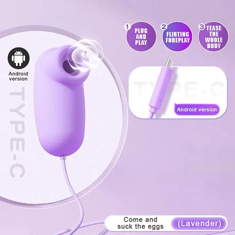 New 1 Set Soft Purple Silicone Suction Vibrator With Тypе-с Rechargeable Waterproof For Adult Personal Intimate Pleasure At Home view 5